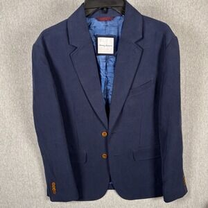 Tommy Bahama Jacket Men Small Silk Linen Unstructured Blazer Half Lined Navy